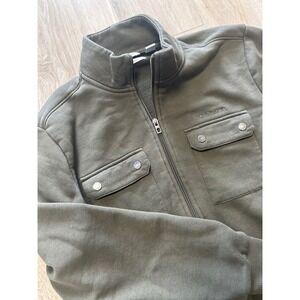 Calvin Klein Olive Green Soft Touch Fleece Full Zip Jacket Mens Medium M